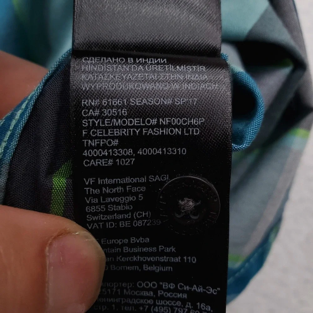 North Face Shirt Mens Large Blue Gray Plaid Button Up Outdoor Athleisure